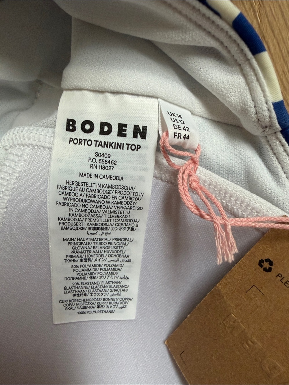 Boden NWT Porto Tankini Swim Top Size 12 Blue White Resort Vacation Santorini - Picture 4 of 7
